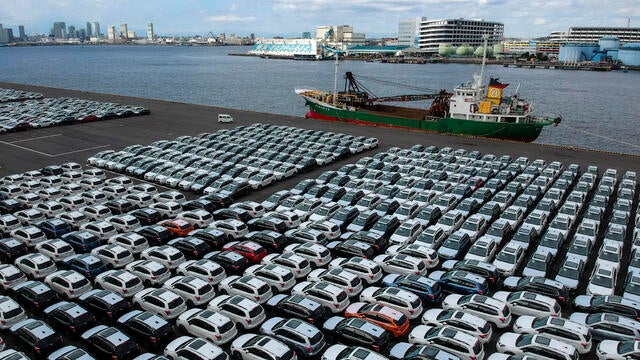 A car lining in the harbor. 